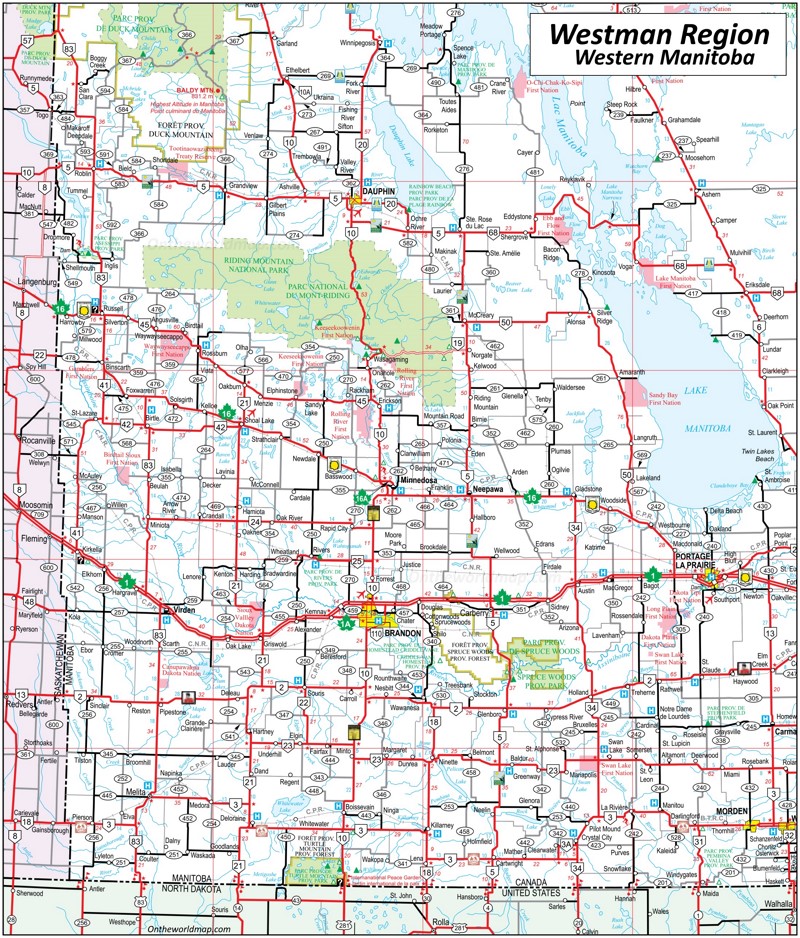 Map of Westman Region - Western Manitoba