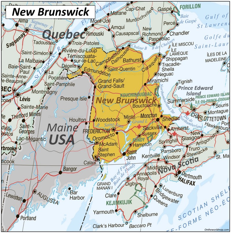 Large detailed map of New Brunswick