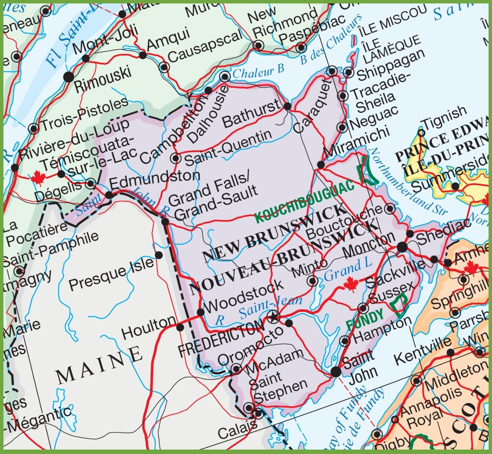 Large Detailed Map Of New Brunswick