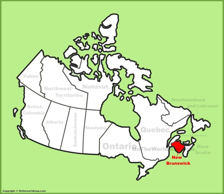 New Brunswick location on the Canada Map