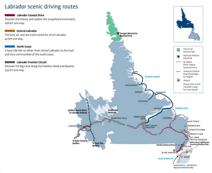 Labrador scenic driving routes map