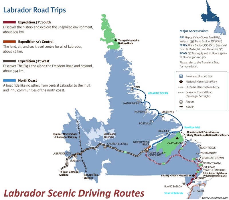 Labrador Scenic Driving Routes Map
