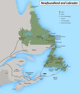 Newfoundland and Labrador Airports Map