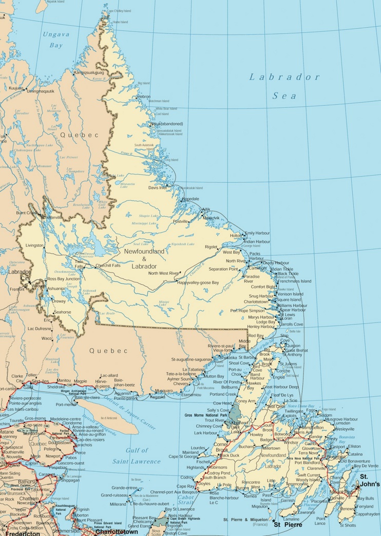 Newfoundland and Labrador road map