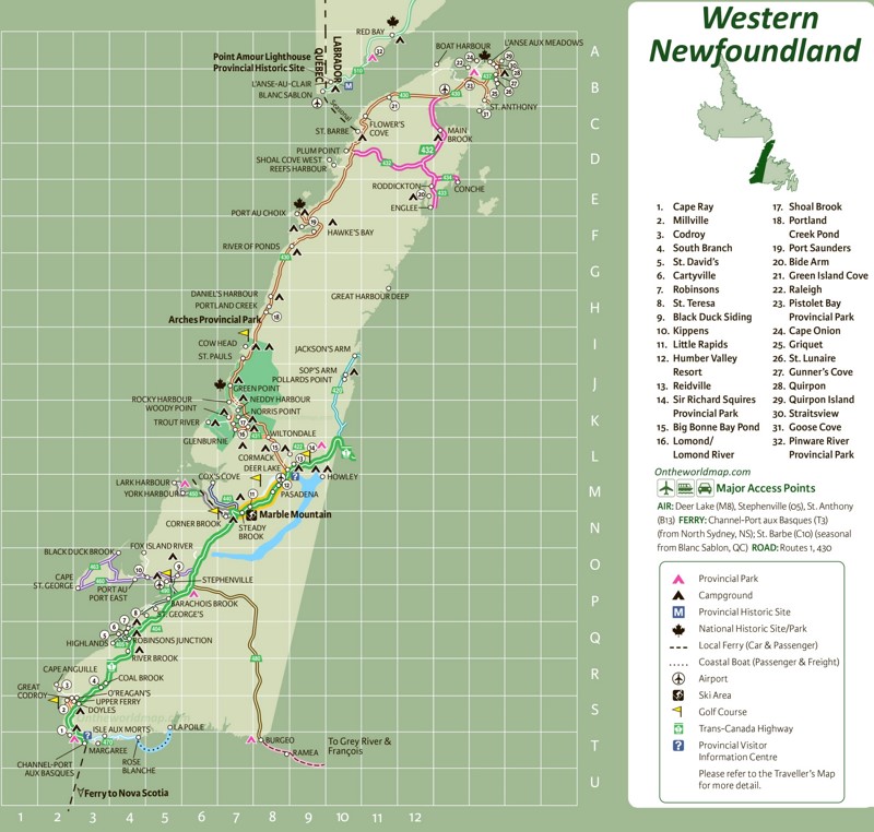 Western Newfoundland Tourist Map