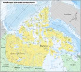 Map of Northwest Territories and Nunavut