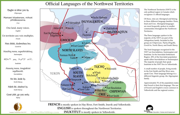 Northwest Territories official languages map