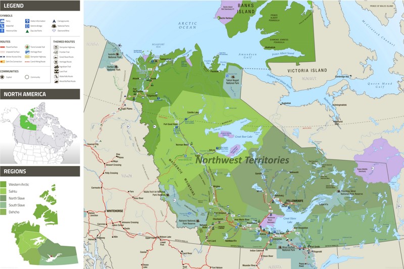 Northwest Territories travel map