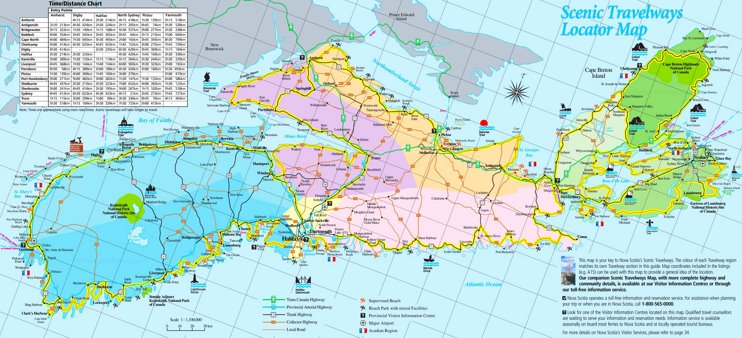 Large detailed tourist map of Nova Scotia