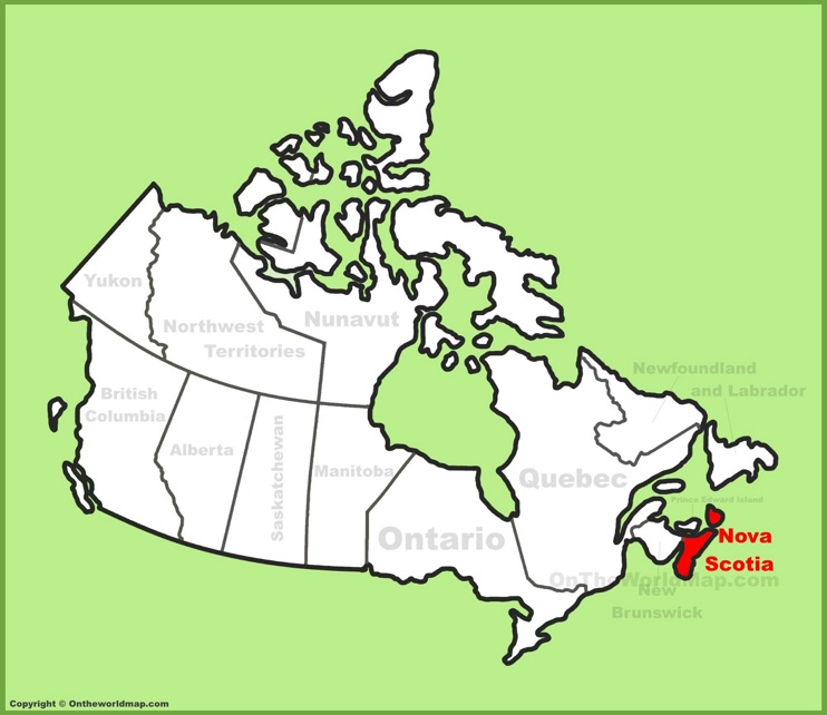 Nova Scotia location on the Canada Map