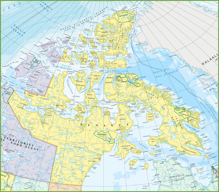 Large detailed map of Nunavut