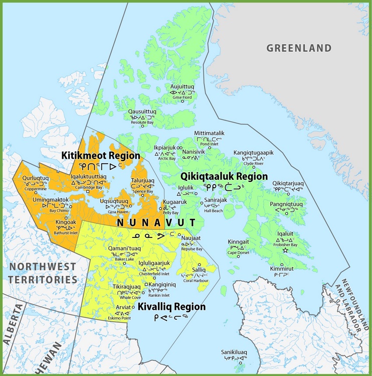 Nunavut region map