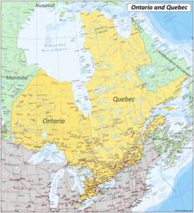 Map of Ontario and Quebec