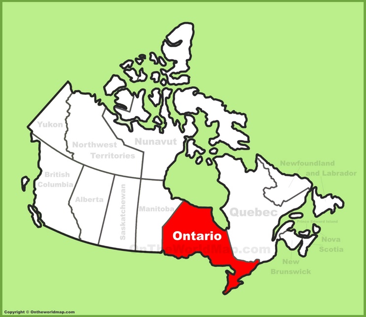 Ontario location on the Canada Map