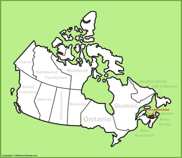 Prince Edward Island (PEI) location on the Canada Map