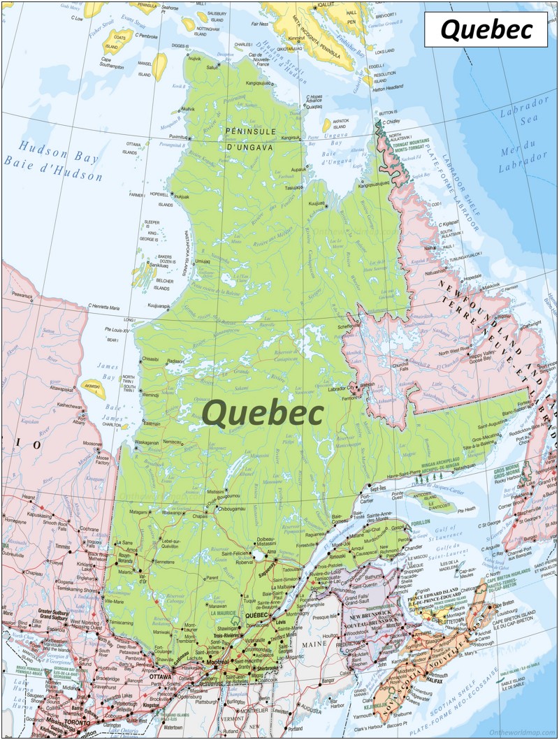 Large detailed map of Quebec