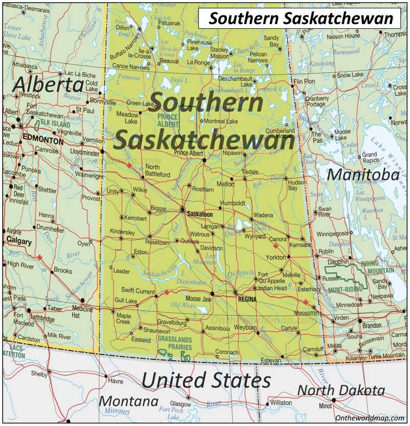 Map of Southern Saskatchewan