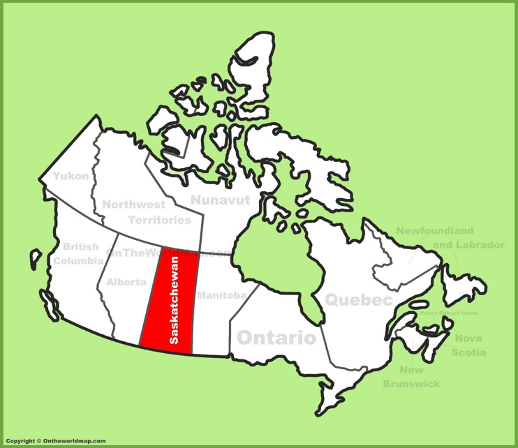 Saskatchewan location on the Canada Map