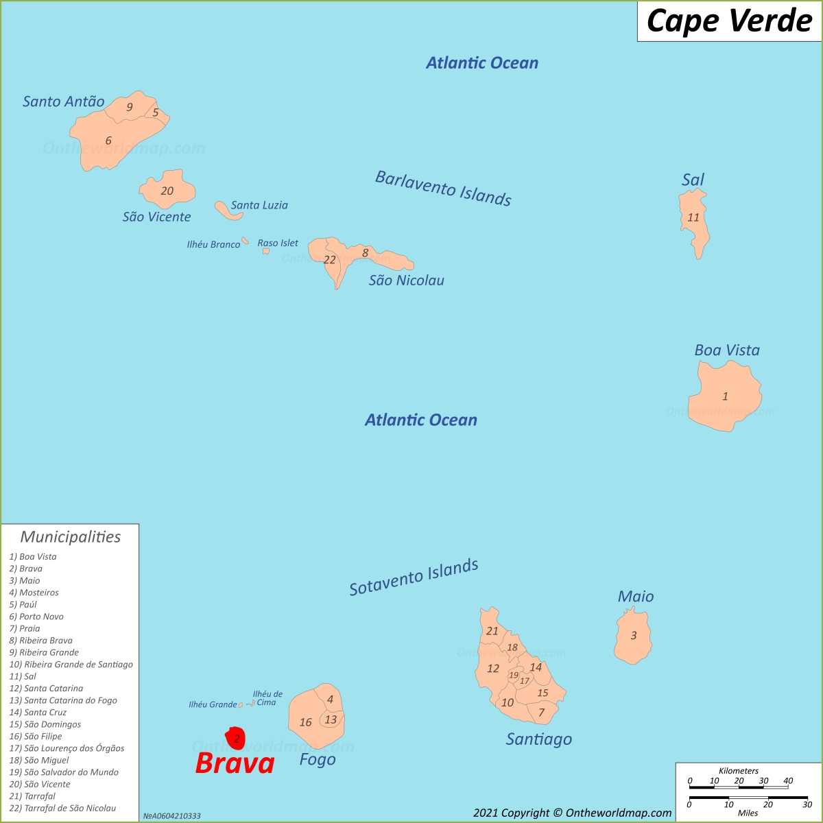 Brava Island Location Map