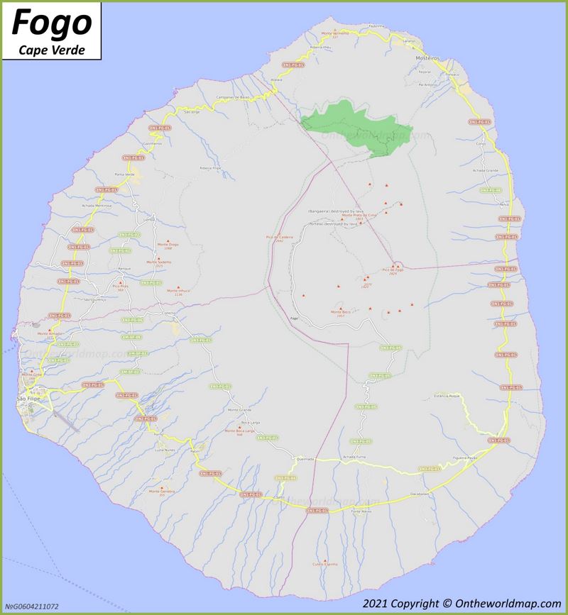 Map Of Fogo Island Cape Verde   Detailed Map Of Fogo Max 