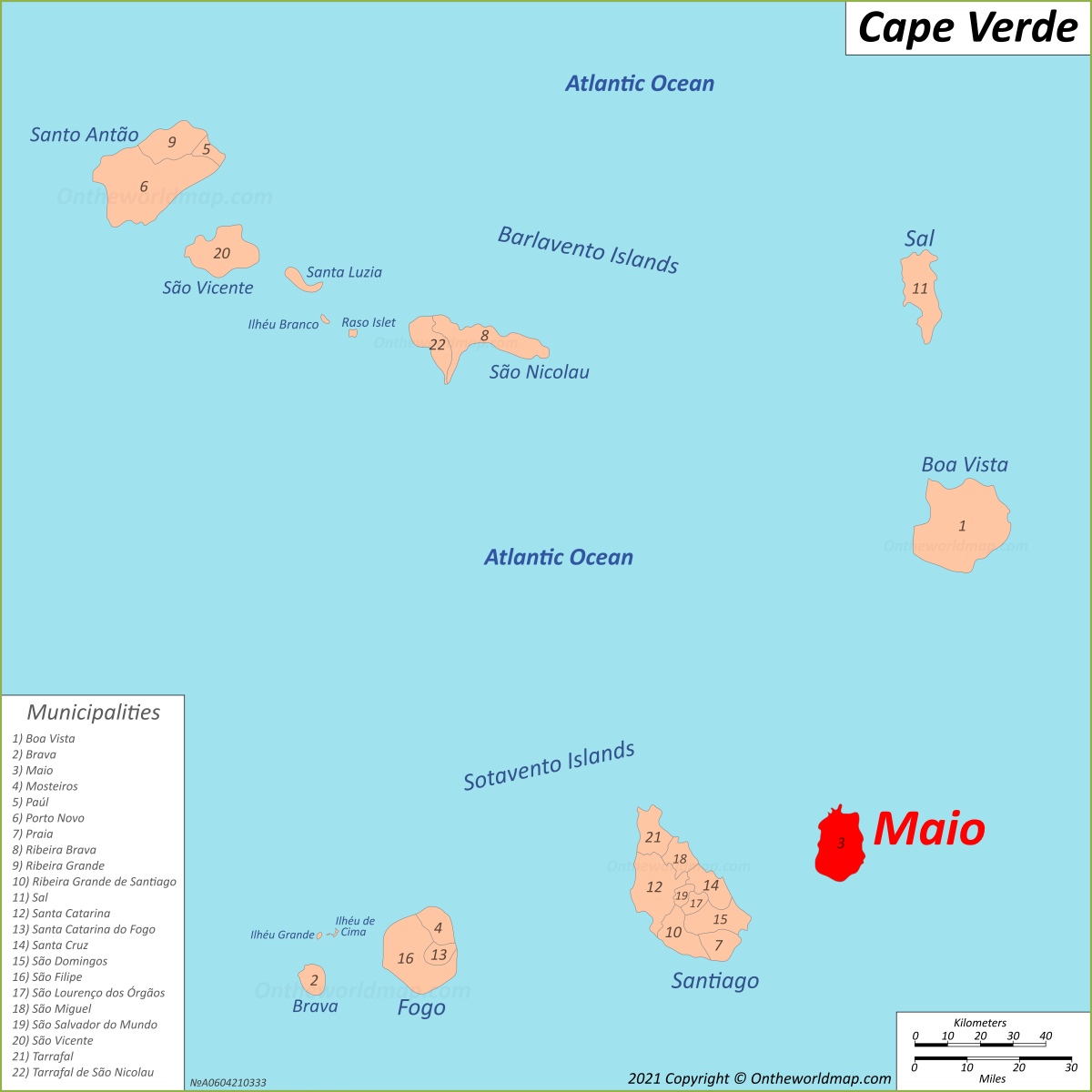 Maio Island Location Map