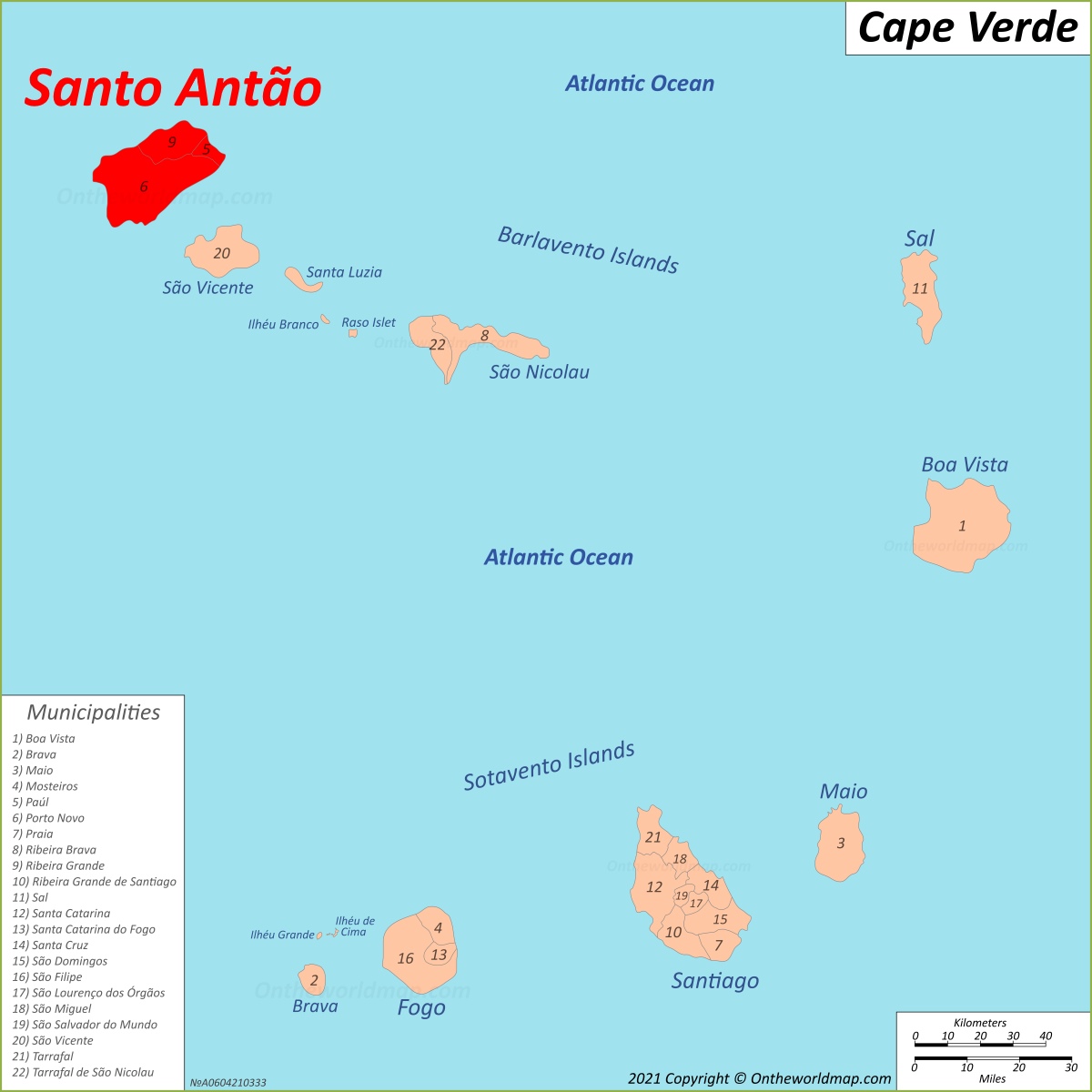 Santo Antão Island Location Map
