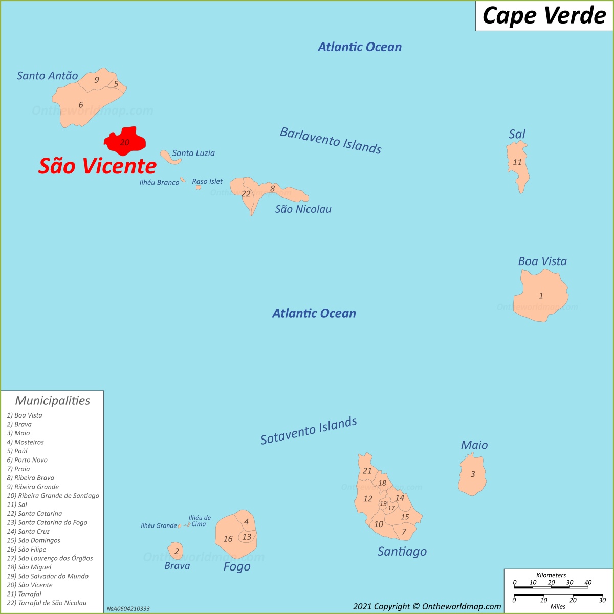 São Vicente Island Location Map