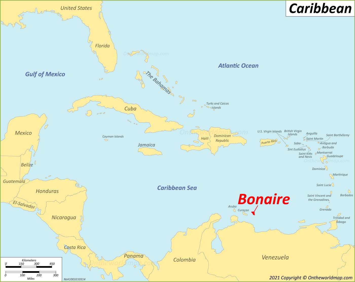 Map Of Bonaire In The Caribbean Bonaire Map | Caribbean Netherlands | Detailed Map Of Bonaire Island