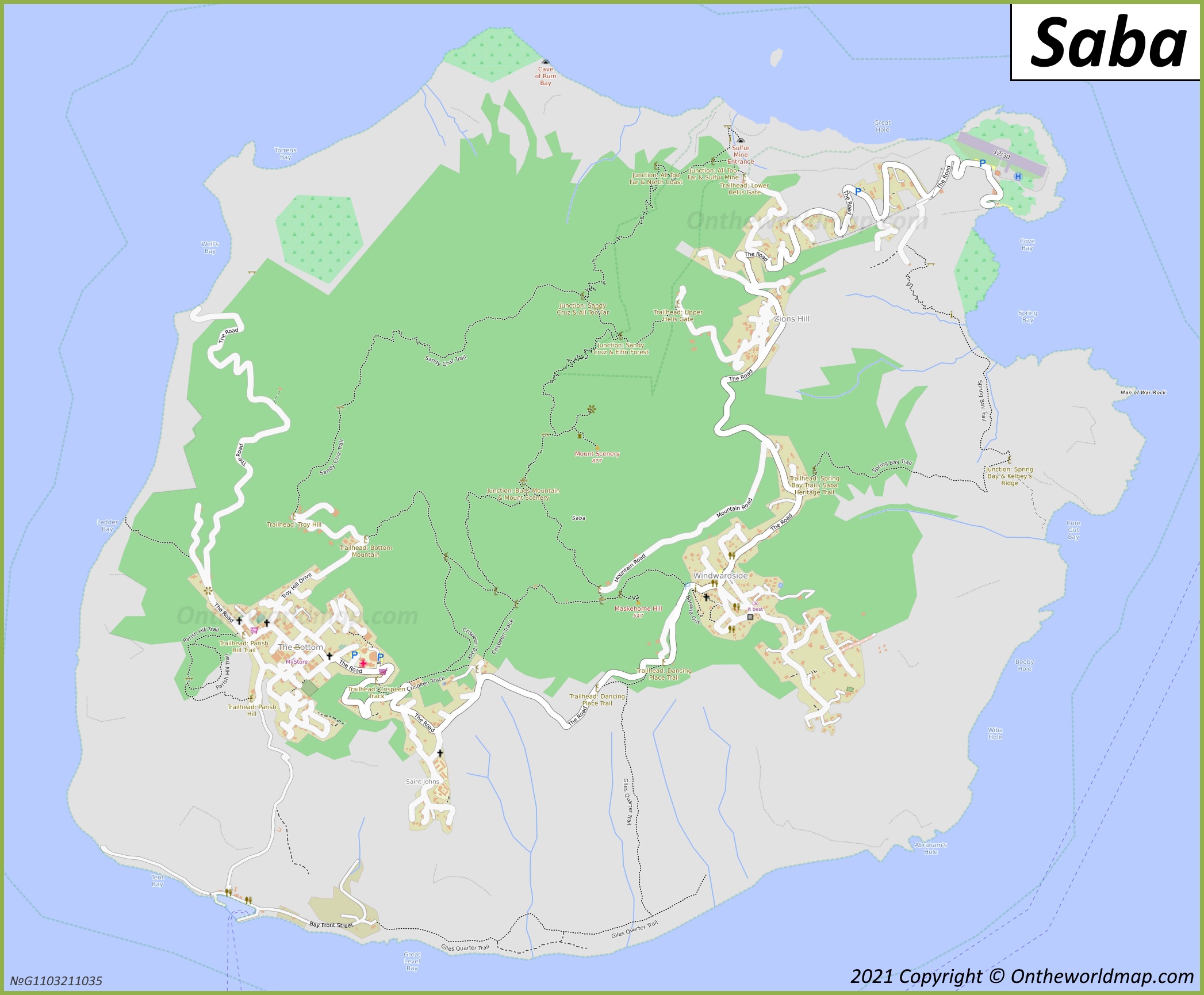 Detailed Map of Saba Island