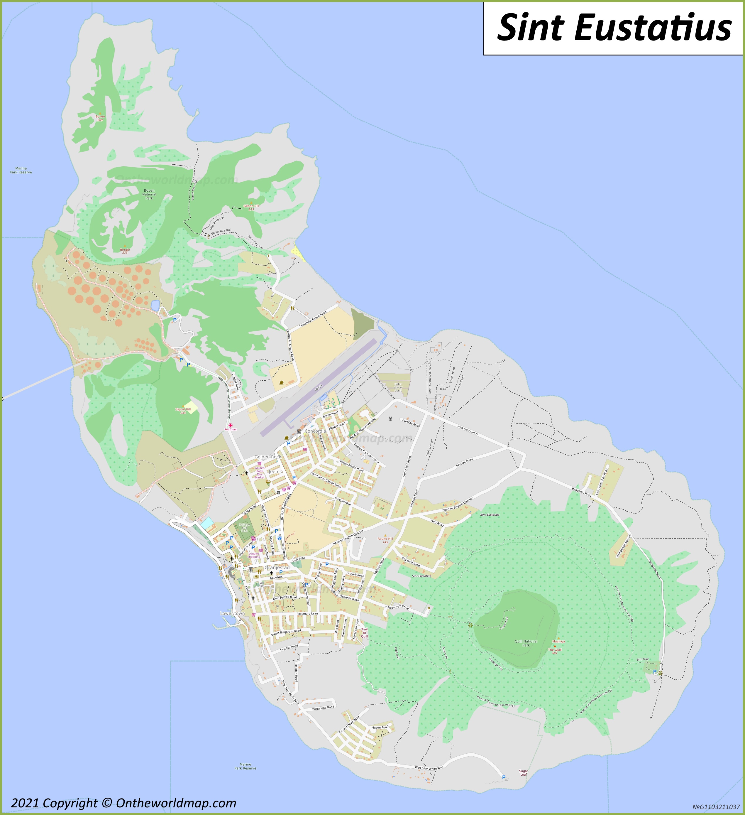 Detailed Map of Sint Eustatius Island