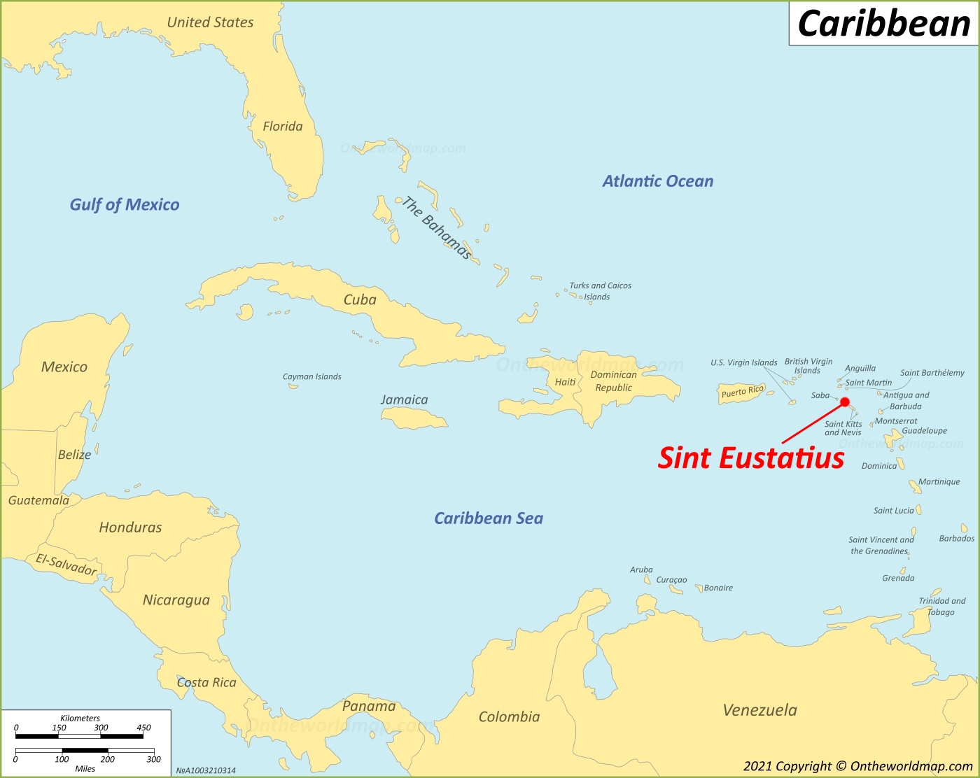 Sint Eustatius location on the Caribbean Map