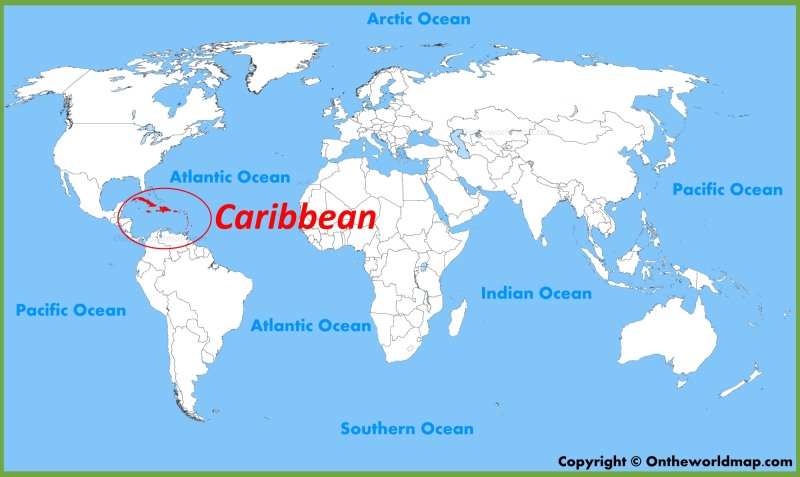 Caribbean location on the World Map
