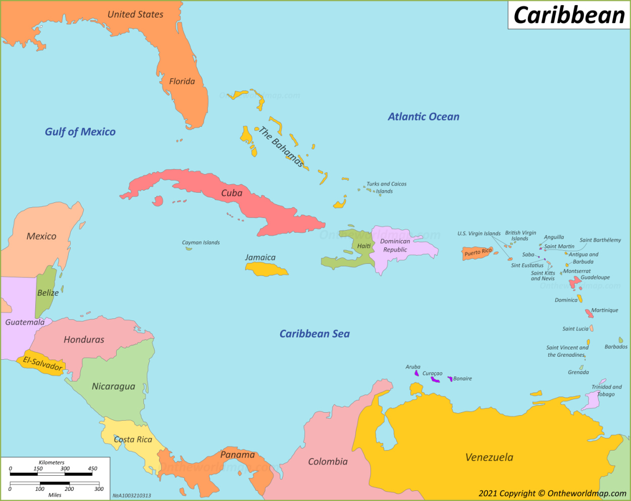 Map Of Caribbean 1250 