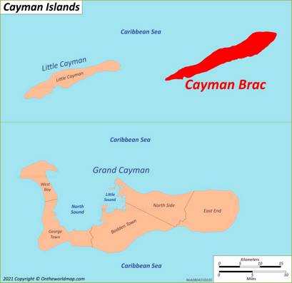 Map of Cayman Brac Cayman Islands