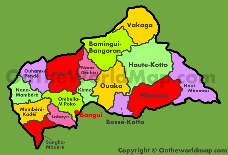 Administrative map of Central African Republic