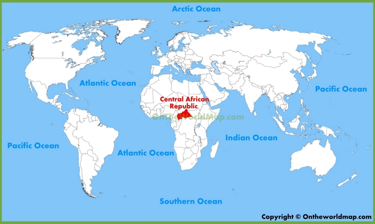 Central African Republic location on the World Map 