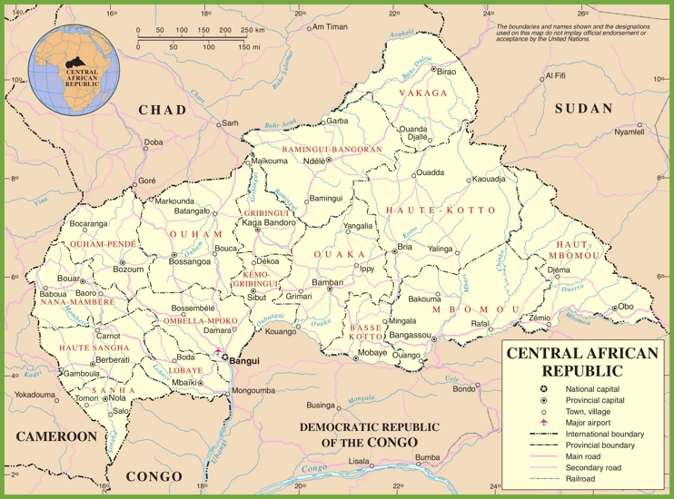 Political map of Central African Republic