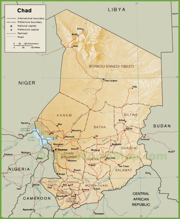 Chad political map