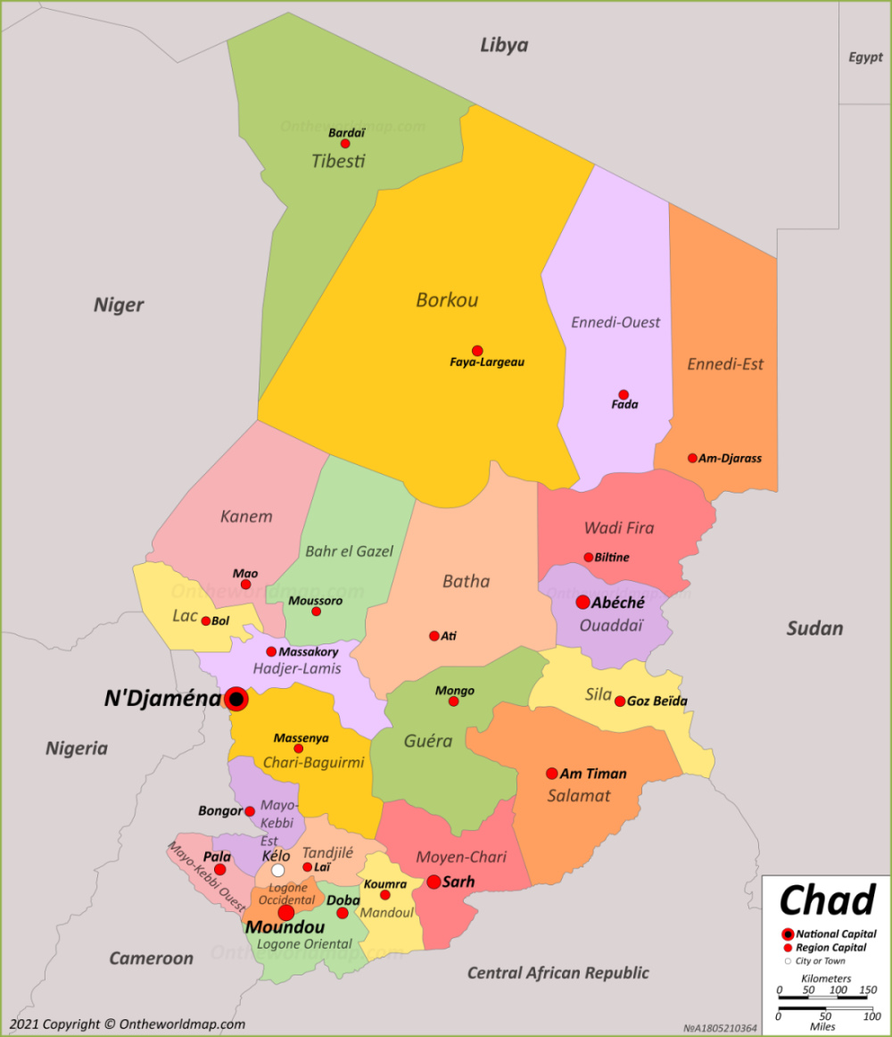 Map Of Chad 1000 
