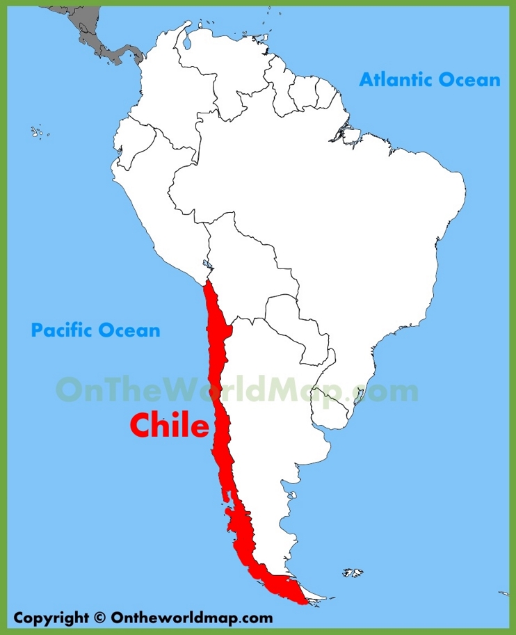 Chile en el mapa de América del Sur