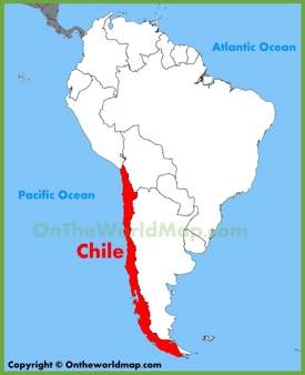 Chile en el mapa de América del Sur