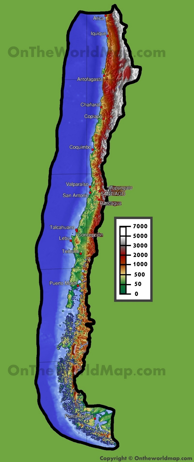 Mapa fisico de Chile