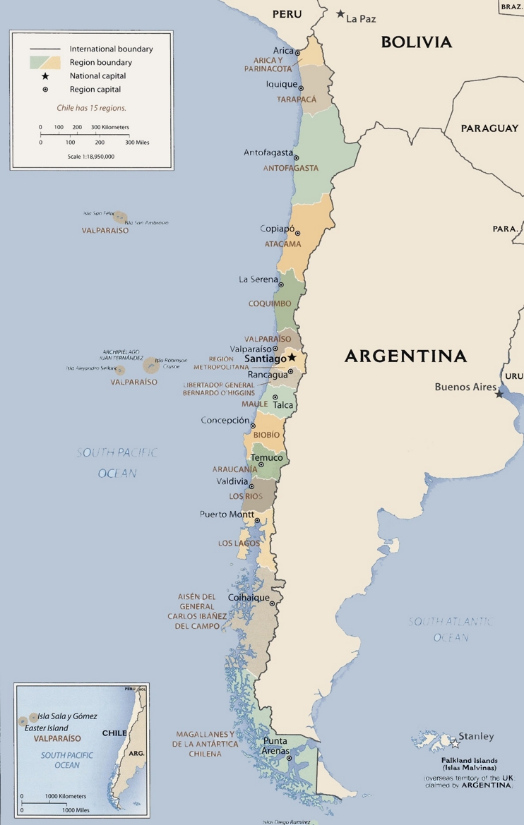 Mapa politico de Chile