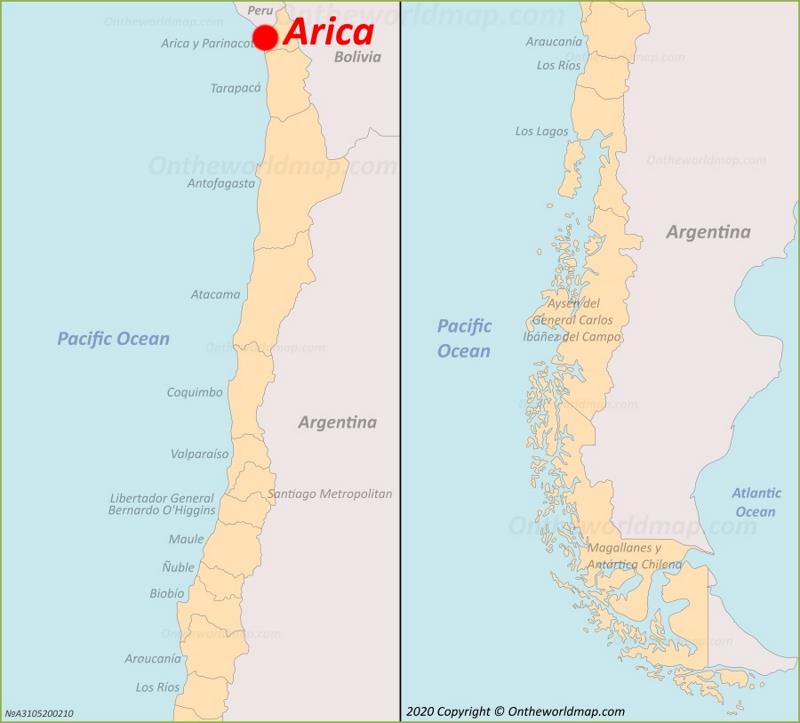 Arica location on the Chile Map