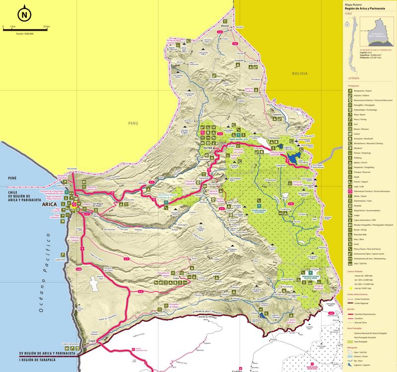 Arica y Parinacota Tourist Map
