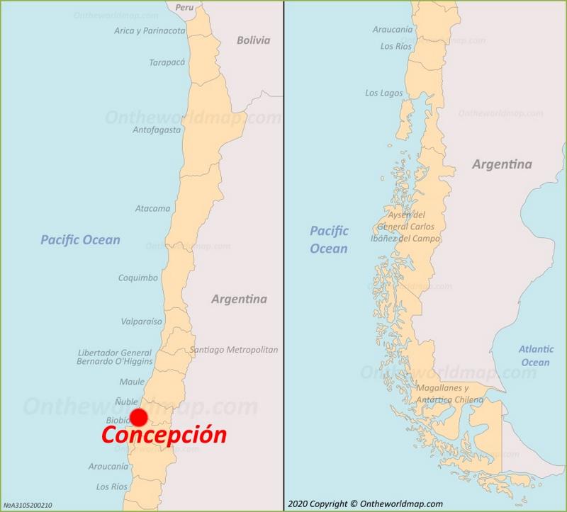 Concepción location on the Chile Map
