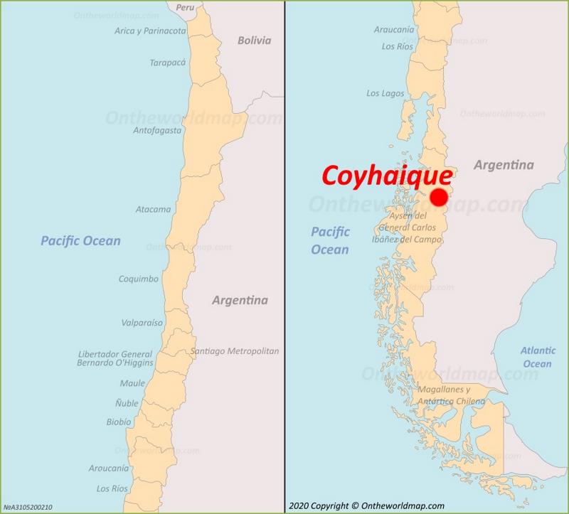 Coyhaique location on the Chile Map