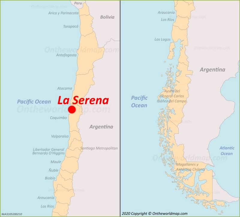 La Serena en el mapa de Chile
