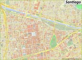 Santiago - Mapa del centro de la ciudad