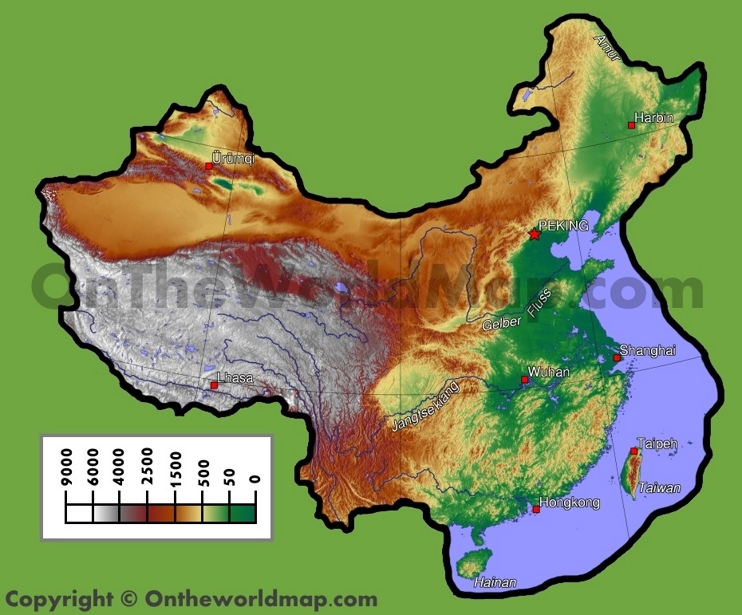China physical map